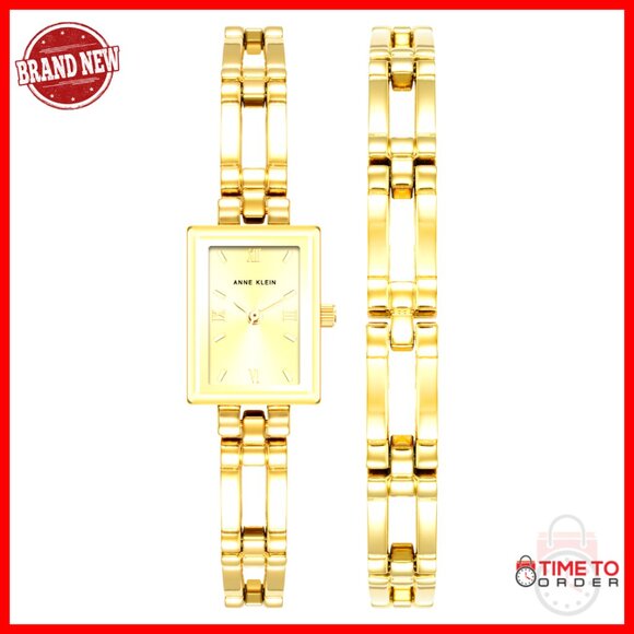 Gold Rectangular Watch Elegant Minimal Chic Adjustable Link Bracelet Japanese